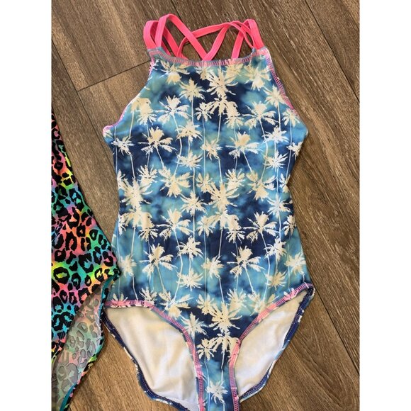 GIRLS SWIMSUIT ONE PIECE MIXED LOT SIZE 7 TROPICAL FLORAL ANIMAL PRINT SWIMWEAR - Picture 2 of 7